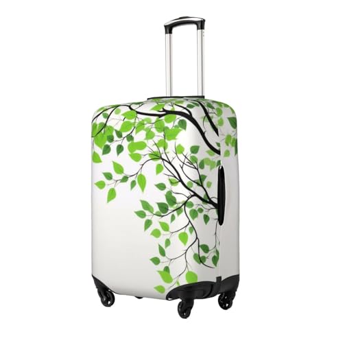 Green And White Leaf Print Luggage Suitcase Covers Elastic Washable Luggage Protector Luggage Covers For Suitcase2