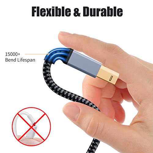 Hisatey Printer Cable 20 Feet, Usb Printer Cable Usb 2.0 Type A Male To B Male Cable Scanner Cord High Speed Compatible With Hp, Canon, Dell, Epson, Lexmark, Xerox, Samsung And More #TOP2