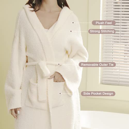 Image of bearberry Plush Hooded Bath Robe Women's Loungewear Sleep Robe Indoor Outfit