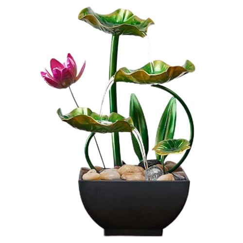 Tabletop Water Fountain with USB Cable, Tabletop Fountain with LED Lights, Easy to Install Indoor Waterfall with Pump for Home Decor Fontaine a Eau Decoration Interieur