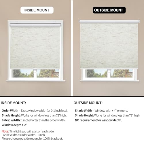 Blackout Roller Shades Blinds Cordless for Windows Pull Down Room Darkening Door Blinds with Thermal Insulated Easy to Install for Living Room,Bedroom,Home,Office Linen Beige 59" W x 72" H