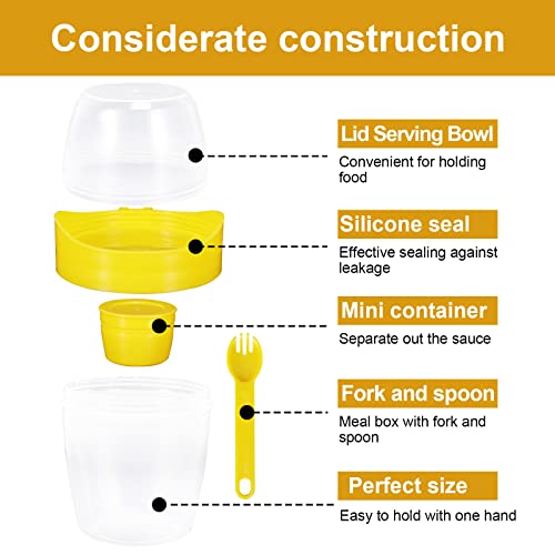 4 PCS 29 oz Breakfast On the Go Cups, Overnight Oats Container with Lid, Yogurt Parfait Cup with Topping Cereal Cup with spoon, Cereal, Vegetable and Fruit Salad Reusable Plastic Storage Container - Image 3