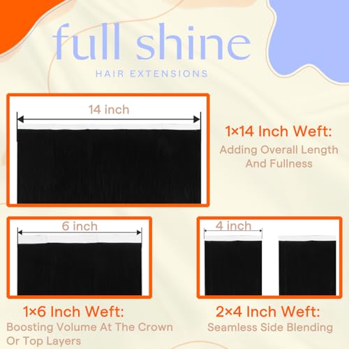 Image of Full Shine Tape in Weft Hair Extensions, Jet Black 22 Inch | 120g 4 PCS, Invisible Hand Tied Tape in Extensions, Soft Construction, Natural Flow, Party Styling, Full Hair Appearance