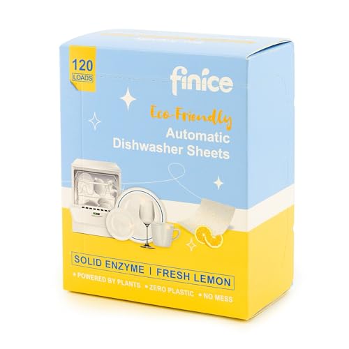 FINÍCE Tiras ecológicas para lavavajillas 120 cargas/tiras para lavaplatos. Limpieza Profunda SIN fosfatos, fluorescentes, lejía, parabenos/sin plástico/ 100% soluble