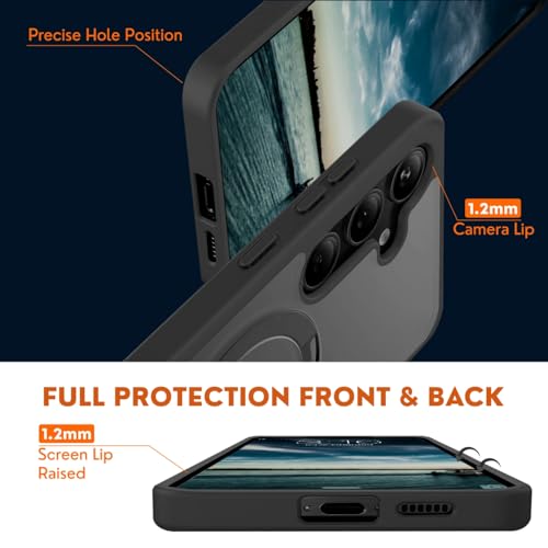 Image of AIBEX Back Cover OStand for Samsung S26 Plus 5G MagSafe Compatible | Ring Kickstand with Magnetic Alloy Ring Metal | Wireless Charging Support | Scratch Resistant Slim | Armor Protection Case - Black