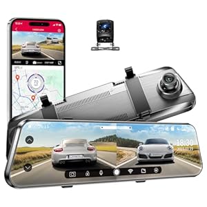LD2K Rear View Mirror Camera WiFi, 2.5K Mirror Dash Cam Front and Rear, 10″ Full Touch Screen Rear View Mirror Backup Camera, Reverse Assist, WDR Night Vision, 24H Parking Mode, G-Sensor