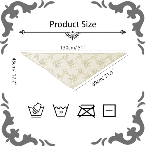 Lusstiazz Triangle Mantilla Veil Lace Edge - Catholic Church Wedding Chapel Veil, Christian Communion Head Covering Scarf for Women (Light Yellow)