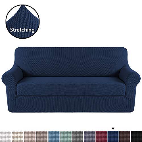 H.VERSAILTEX Sofa Cover 2 Piece Stretch Couch Covers for 3 Cushion Couch Sofa