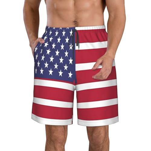 American Flag Men's Beach Pants-Quick-Dry & Comfortable Mens Beach Shorts for Men, Perfect for Surfing and Everyday Wear