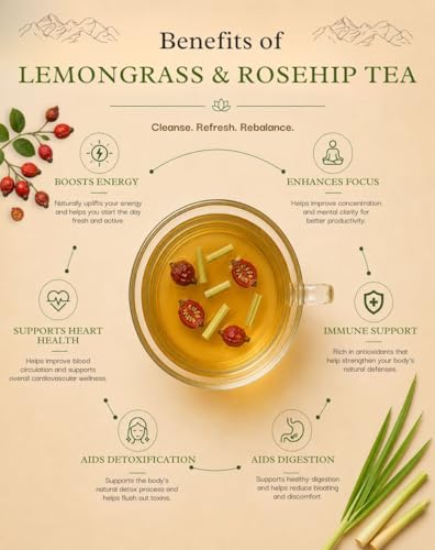 Image of Himalayan Firefly Pure Rosehip And Lemongrass Flower Tea | Caffeine Free Herbal Loose Leaf Floral Blend | Whole Flower Infusion For Daily Beverage Preparation | Aromatic Botanical Drink | 50g
