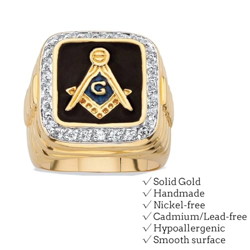 10K 14K 18K Real Gold Masonic Ring for Men Freemason Signet Ring Men's Freemason Gifts Masonic Biker Masonic Master Mason Ring Sizes 4-164