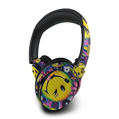Image of MightySkins Carbon Fiber Skin Compatible with Bose QuietComfort 45 Headphones Peace Smile | Protective, Durable Textured Carbon Fiber Finish | Easy to Apply | Made in The USA
