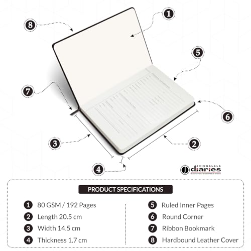 Image of Jhingalala A5 Leather Cover Hardbound Undated Journal Notebook with Pen Combo Gift | 80 GSM Premium Non-Bleeding Paper | Diary with Pen | Ideal Corporate, Diwali & New Year Gift (Dark Brown)