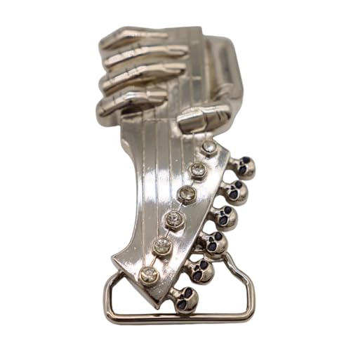 Men Women Fashion Belt Buckle Silver Metal Hand Playing Music Band Guitar Skull z071