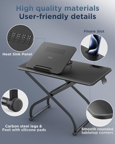 Image of SAIJI Small Laptop Standing Converter, 23 inch Height Adjustable Desk Riser for Tabletop, Sit-Stand Workstation, Table Extender for Desk