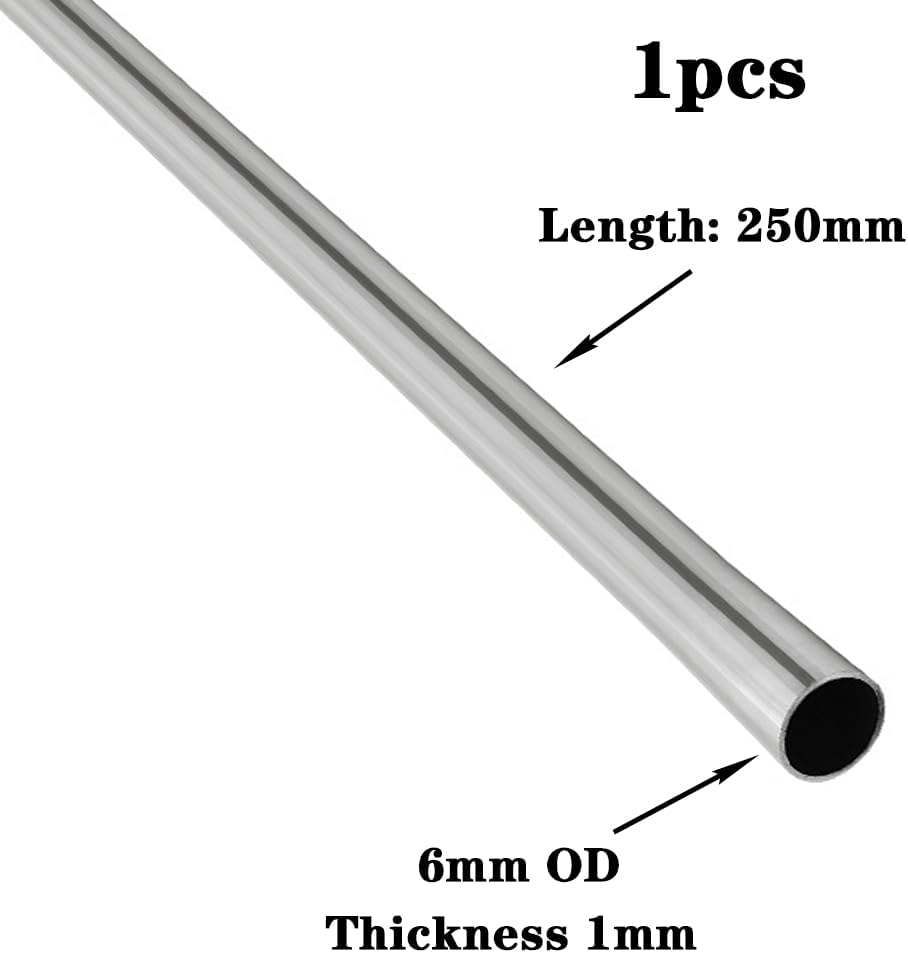 JoyTube 304 Stainless Steel Tube 6mm OD 4mm ID 250mm Length 1mm Wall Thickness Weldable Tubing Round Metal Straight Pipe (1 Pcs)