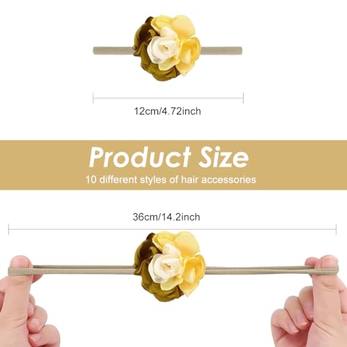 Image of SNOWIE SOFT Hairbands Hair Band for Girls Kids, 10pcs Floral Baby Hairband Headbands for Baby Girl Hair Accessories Infant Shower Gift, Stretchy Decorative Photography Head Band