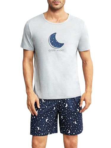 SOLY HUX Men's Graphic Pajama Set Short Sleeve Tee and Shorts 2Pcs PJ Set Loungewear