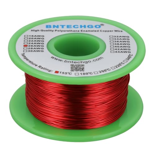 Image of BNTECHGO 26 AWG Magnet Wire 8 oz Red Enameled Copper Wire 0.0157 inch(0.40mm) | 26 Gauge Enameled Copper Coil Wire Widely Used For Transformers, Inductors, Speakers, Electromagnets, Educational Experiments