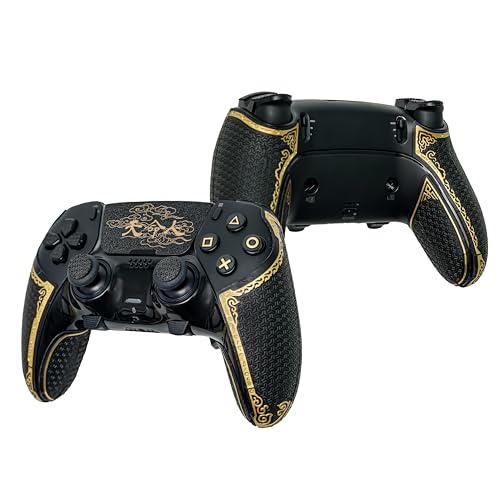 Controller Grips for PS5 DualSense Edge, Skin kit,Anti-Skid, Multi-Texture, Sweat Absorption, Pre-Cut Grips Tape, by SHADOW BOOLT (Black &amp; Gold, for DualSense Edge (Upgraded Version 2.0))