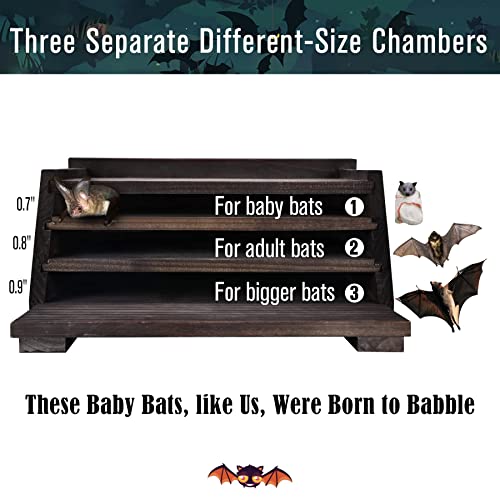 Mustry Large 3 Chamber Wooden Bat House For Outdoors – Handcraft Bat House Kit - Large Landing Pad - Easy For Landing And Roost - Your Final Step To Attract Bats! #TOP2