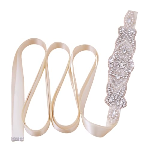 Crystal Bridal Belt for Wedding Gown Wedding Dress Belts with Rhinestones and Pearls for Women