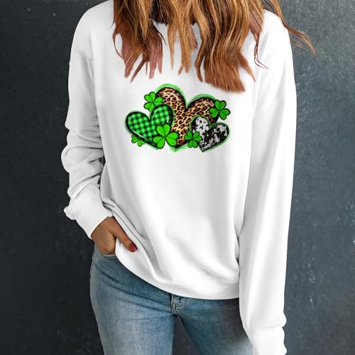 SHOPESSA Camisola de Dia de São Patrício para mulher, camisola de trevo, verde, dia de São Patrício,