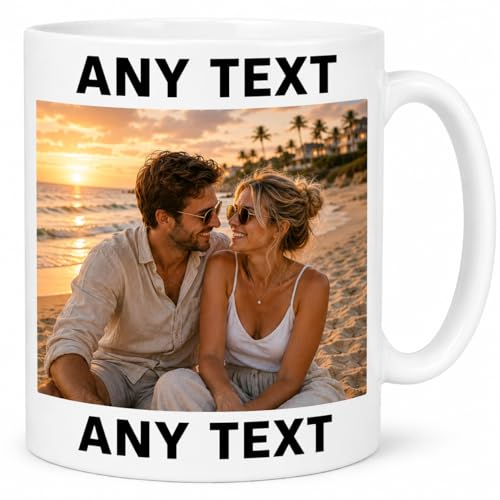 Printella studio Personalised Photo Mug Custom Picture & Text Coffee Mug Create Your Own Design Gift for Couples Family Friends Birthday Anniversary