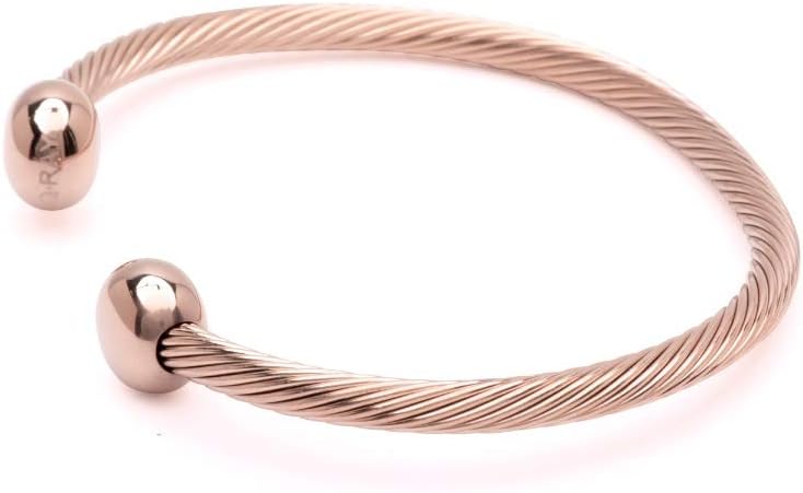 QRAY Rose Gold Deluxe Surgical Steel Golf Athletic Bracelet Men Women C-Shaped Health Wellness Bracelet