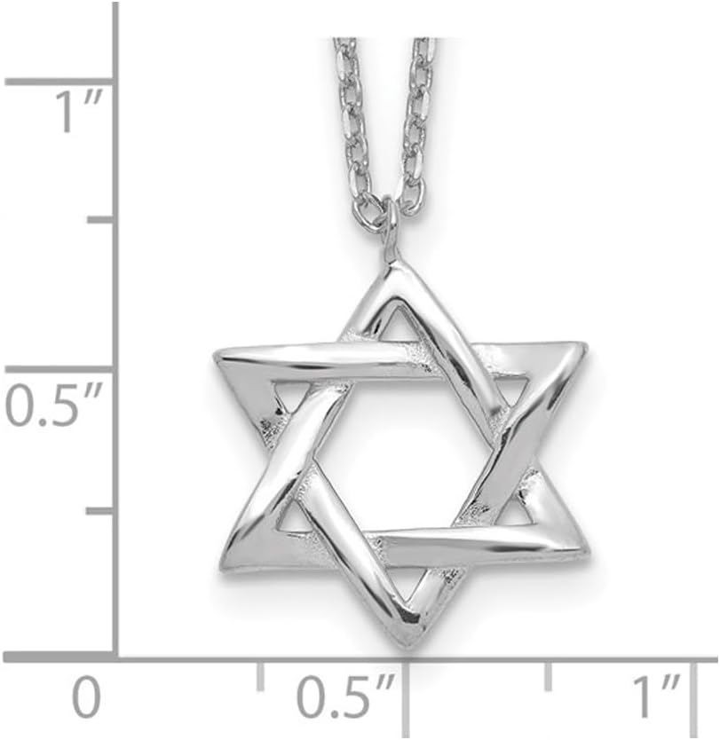 Sterling Silver Star of David Pendant Necklace with Chain (16.5 Inches) - Image 4
