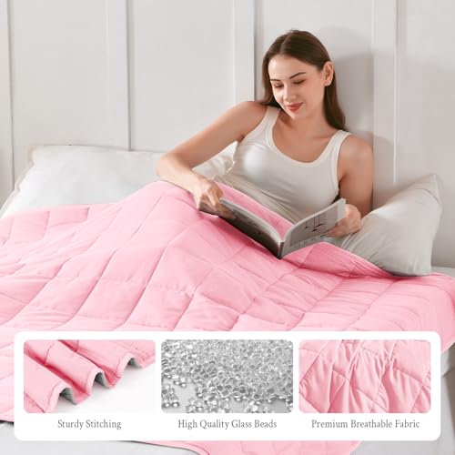 Image of Topblan Weighted Blanket for Adults 20lbs, Soft Cooling Breathable Weighted Throw for Sleeping, Machine Washable Heavy Blanket with Glass Beads for Summer, Sofa Bed, 60 inchx80 inch Queen Size