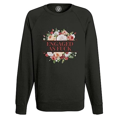 Sweatshirt Homme Noir Engaged As Fuck Mariage Fleurs Mode Futur Marié