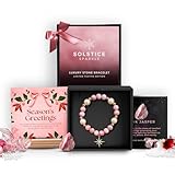Christmas Gift for Women & Girls | Secret Santa Office Gift Ideas | Xmas Gift for Sister, Friend & Colleague | New Year Gift for Her | 5 Senses Co. Limited Edition Pink Jasper Natural Stones Crystal Snowflake Charm Bracelet