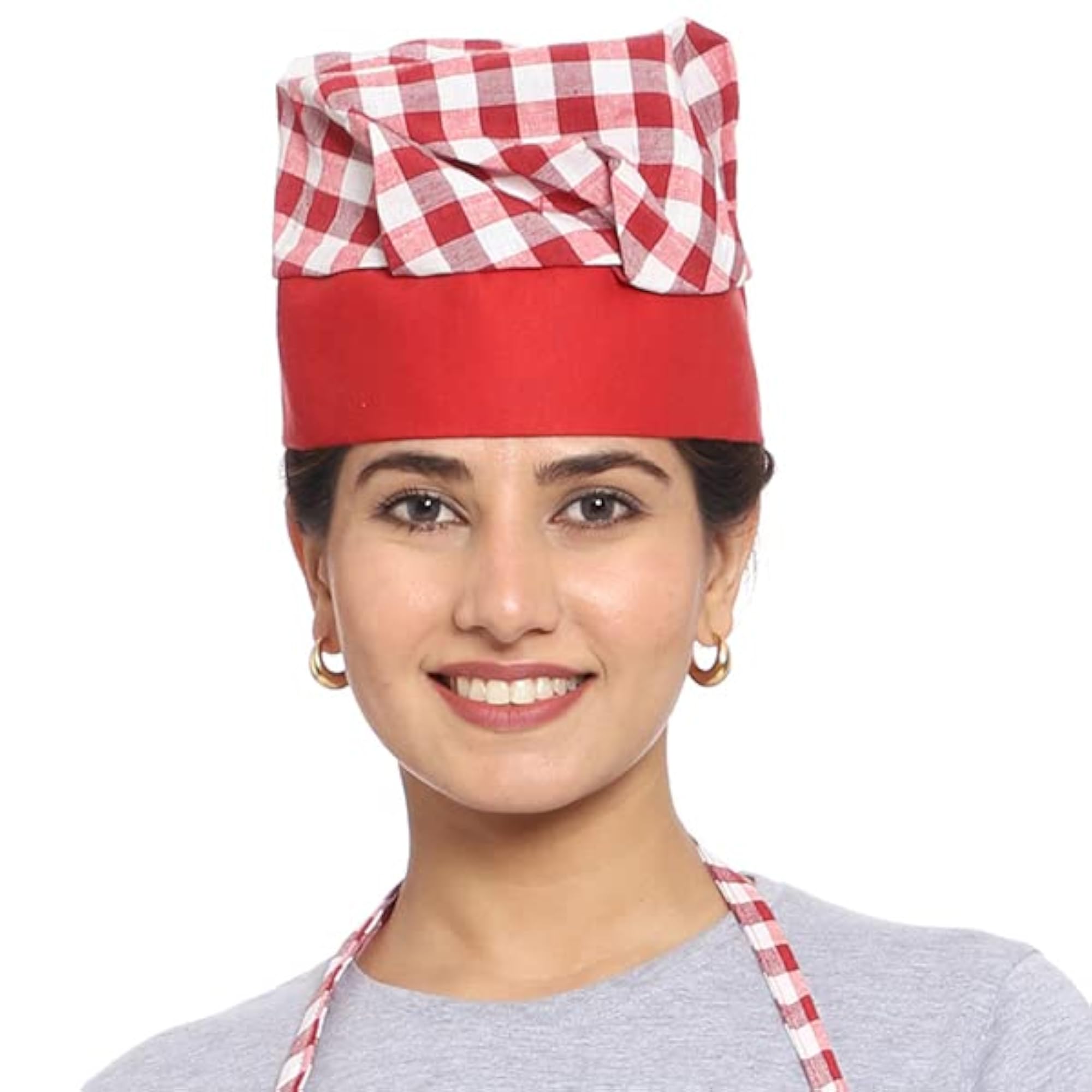 Men's Happy Chef Embroidered Polyester Apron with Matching Chef Cap