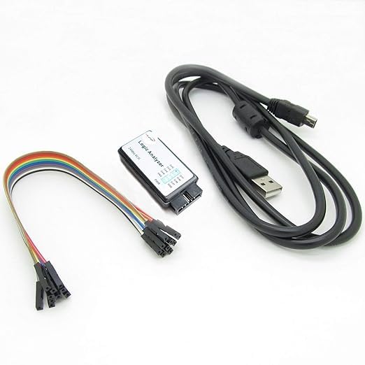 Image of TAYAL 24MHz 8-Channel USB Logic Analyzer, Professional Digital Debug Tool with UART IIC SPI Support, EMI Ferrite Ring Cable, Gray