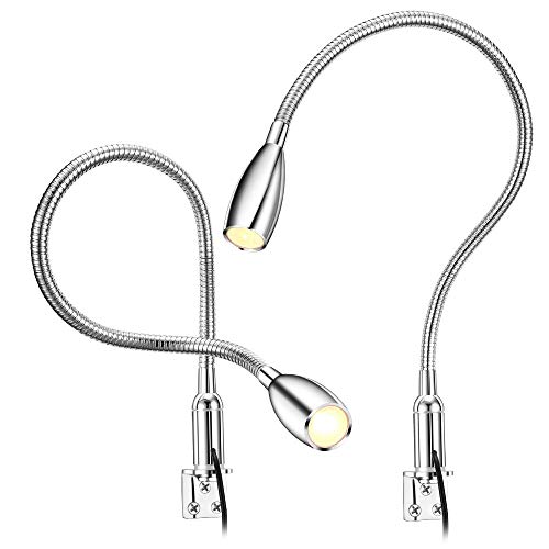 Lampe de lecture à LED,lampe de chevet à intensité variable 2 pièces,interrupteur tactile, éclairage chaud, 200 lumen/3000k/3w/110-240v AC,angle de faisceau:30 u00b0,longueur du fil d'alimentation:2m