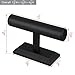 MOOCA Black Deluxe PU Faux Leather Jewelry Holder Organizer, Wooden Bracelet Holder Stand, T-Bar Display Stand, Jewelry Organizer Stand for Bracelets, Bangles, and Watches