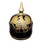 German Pickelhaube Spiked Helmet | Leather Pickelhaube Imperial Prussian Helmet | Brass Military...