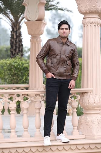 Image of Genuine Leather Jacket for Men | Vikram Bomber Jacket in Black & Brown