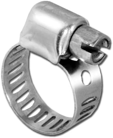 Pro Tie 33200 SAE Size 4 Range 1/4-Inch-5/8-Inch Mini All Stainless Hose Clamp, 10-Pack