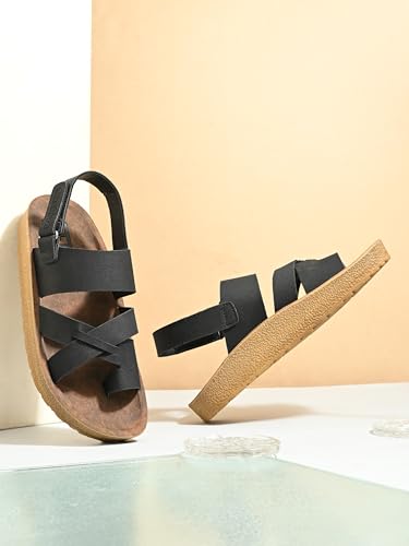 Image of Men Comfort Back Strap Sandals - Adjustable Slingback Flat Sandals with Cushioned Footbed, Lightweight Sole, Casual Everyday Wear Supportive Slip-On Style
