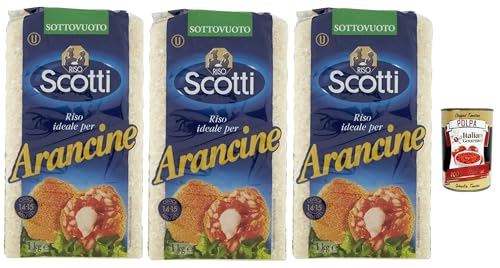 Riso Scotti per arancine, arroz ideal para aracinis sicilianos, 100% arroz italiano 1 kg + polpa italiana gourmet 400 g