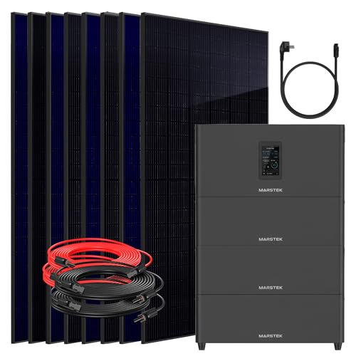SUNNIVA 4000W Balkonkraftwerk mit 10 24 kWh Speicher MARSTEK Jupiter C + Plus BIFAZIAL FULLBLACK komplett Steckdose PV Solaranlage Komplettset mit Solarspeicher 8x 500W N-Type Glas Bifacial