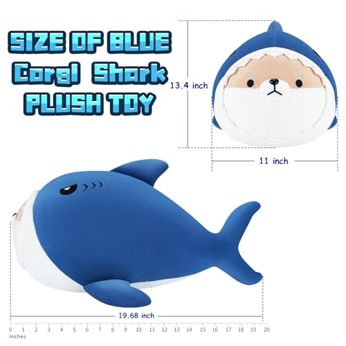 Shark Plush Stuffed Animal-20\'\'Corgi Shark Plush Toy, Shiba Inu Shark Plush Pillow, Cute Soft Plush Shark Plushie Stuffed Toys, Shark Plush Pillows Toy Decoration Doll Gift for Kids Girls Boys - Thumbnail 2
