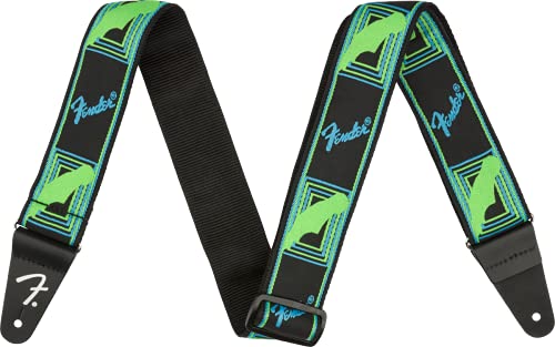 Fender Neon Monogrammed Guitar Strap, 2In, Blue/Green #TOP13