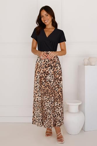 Image of Newshows Women's 2026 Lightweight Summer Wedding Guest Beach Vacation Casual V Neck Split Flowy Maxi Dress
