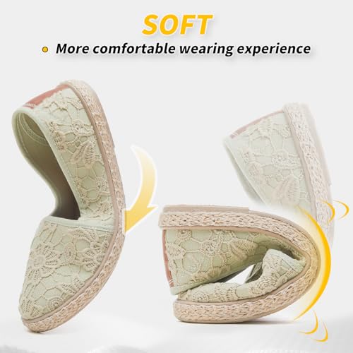 Image of BABUDOG Women's Flats with Flower Embroideried,White Lace Ballet Flats,Comfortable Dress Flats