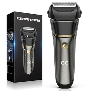 Electric Razor for Men Face, Electric Shavers for Men, Cordless Rechargeable Waterproof Foil Shaver with Pop-up Trimmer, LED Display and Travel Lock for Beard Trimming (Black)