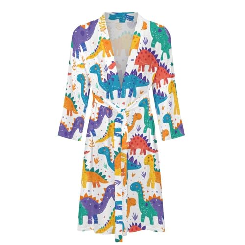 Colorful Dinosaur Funny Men's Robe Novelty Soft Lightweight Bathrobe Long-sleeve Spa Robes4
