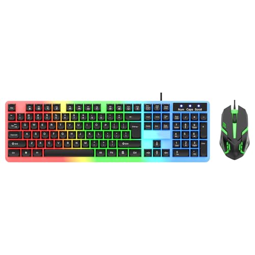 Rudiaoa Colorido Combo De Teclado De Juego con Cable LED